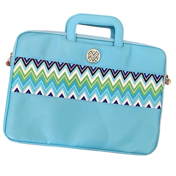 Macbeth Collection Laptop Sleeve Margarita Ocean Turquoise Blue Zig Zag Case - Picture 1 of 12